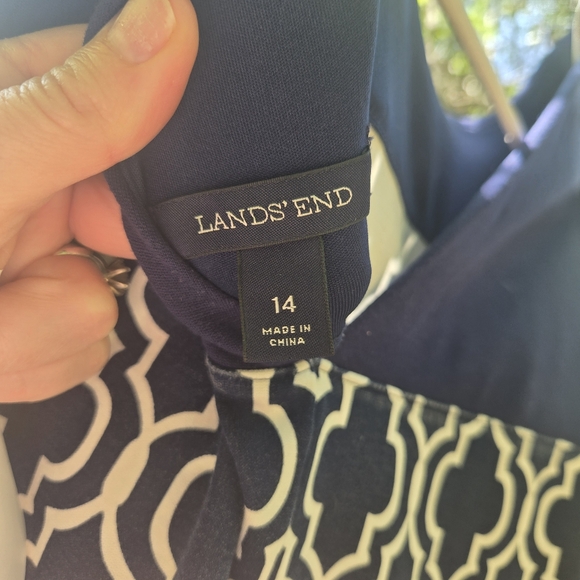 Lands End Blue And White Dress Sz 14 - Picture 7 of 10